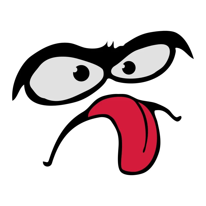 Thick Eyebrows Comic Face Tongue Stick Out