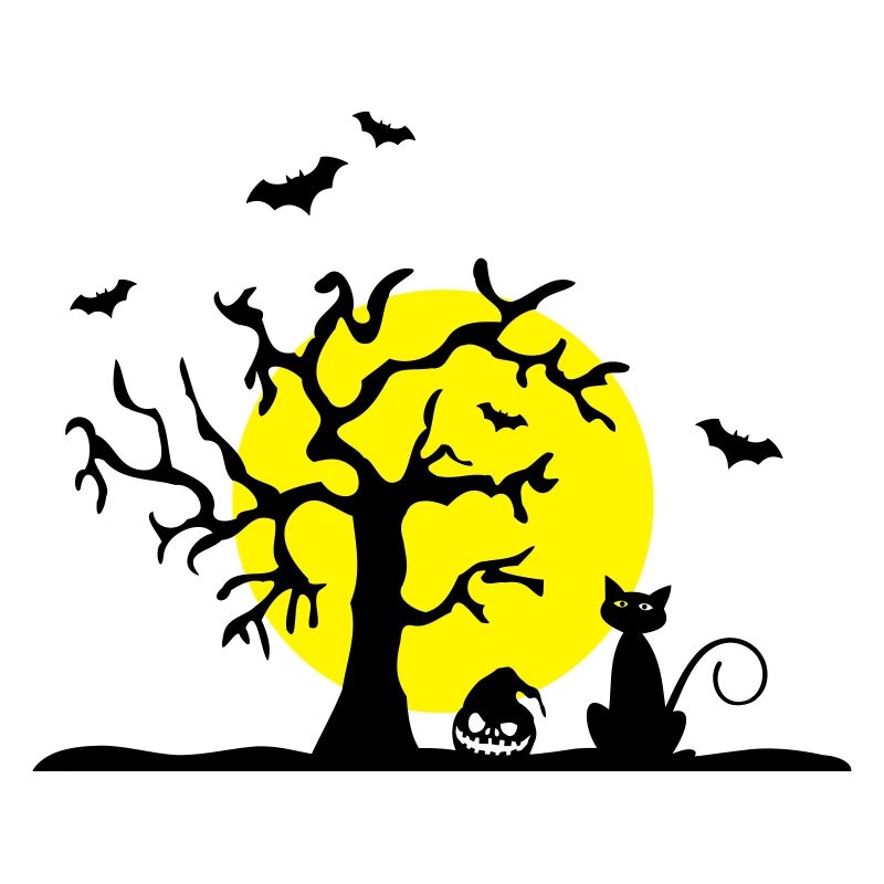 Halloween - Katze und Baum