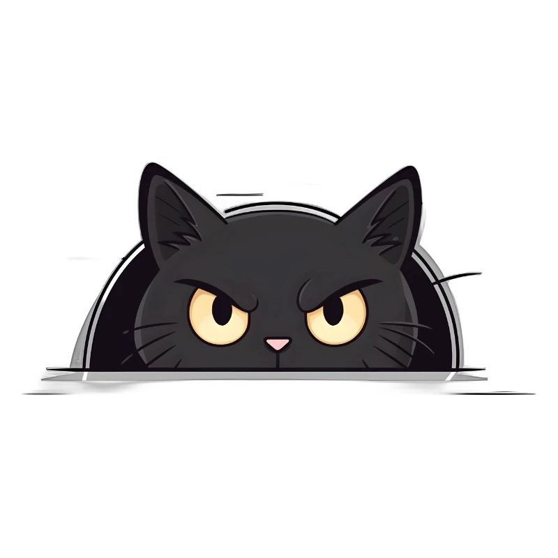 Neugierige Schwarze Katze
