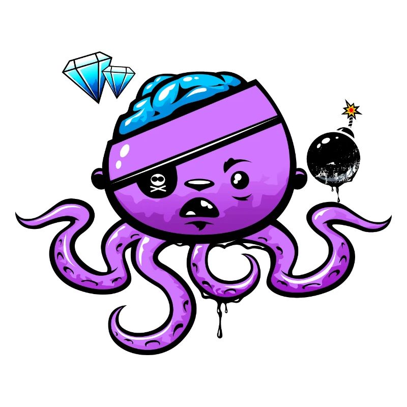 Pirate Octopus with Bomb