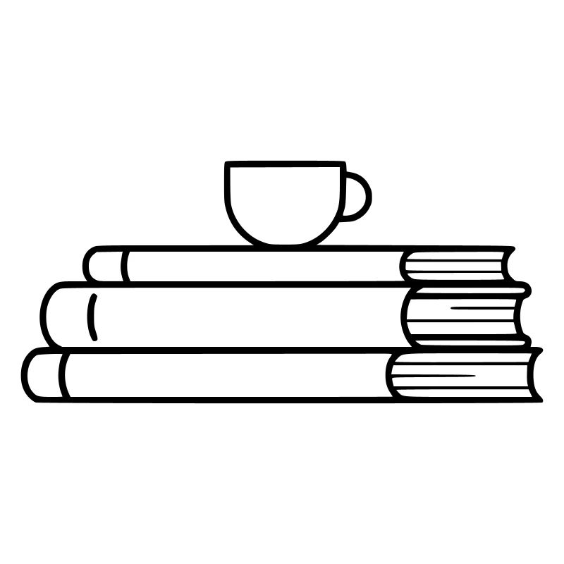 Stack of Books Coffee Cup Outline