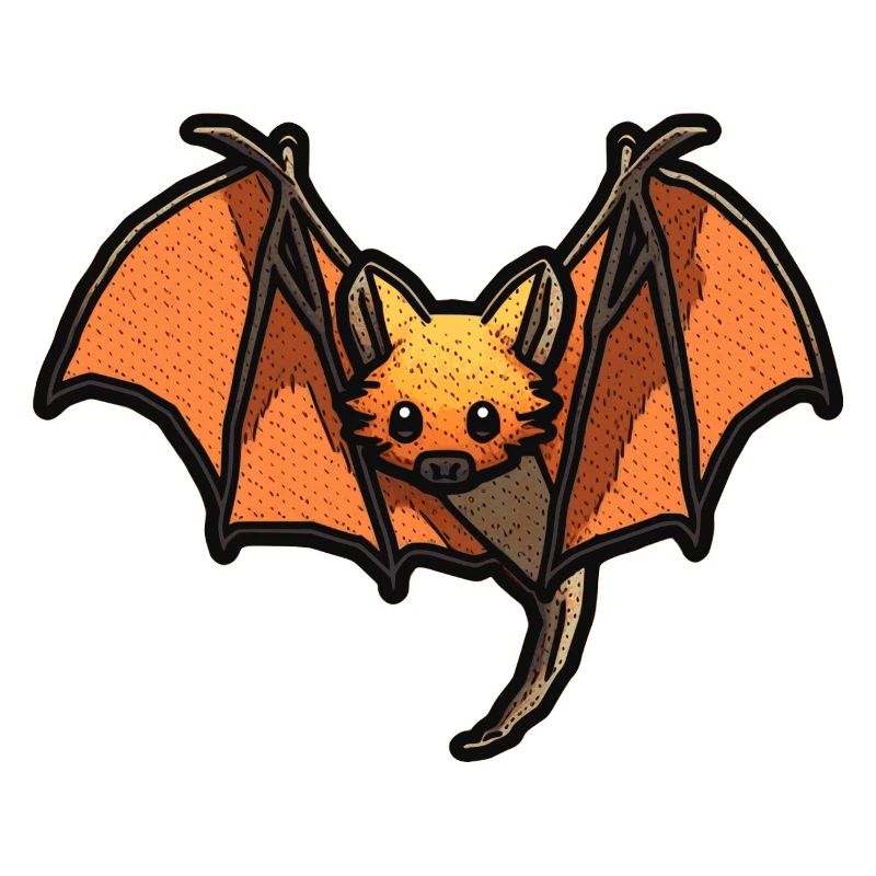 Flying fox or bat in beautiful retro graphics