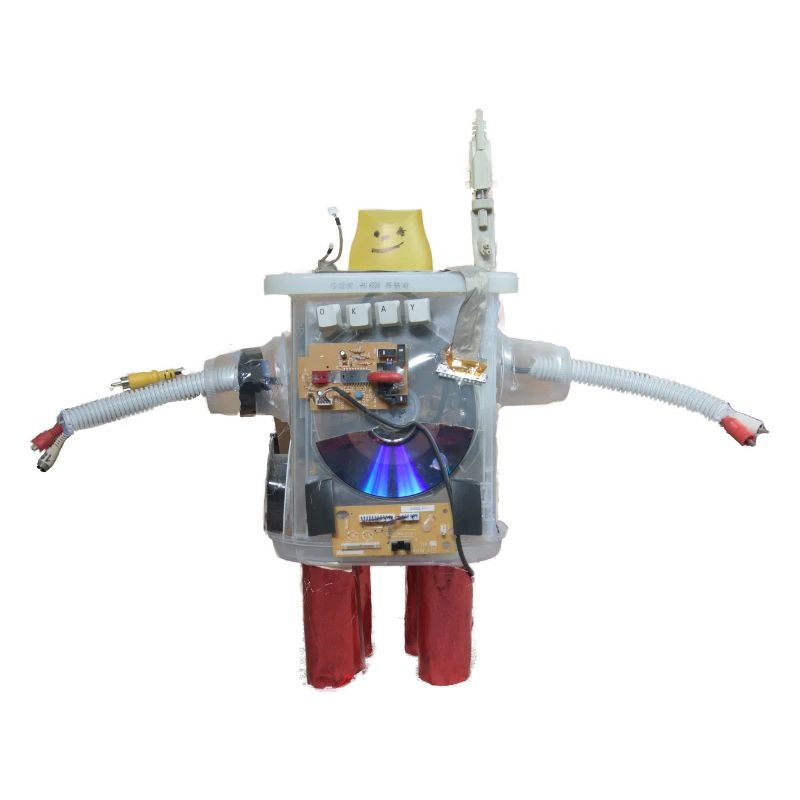 Small self-made robot from recycled materials