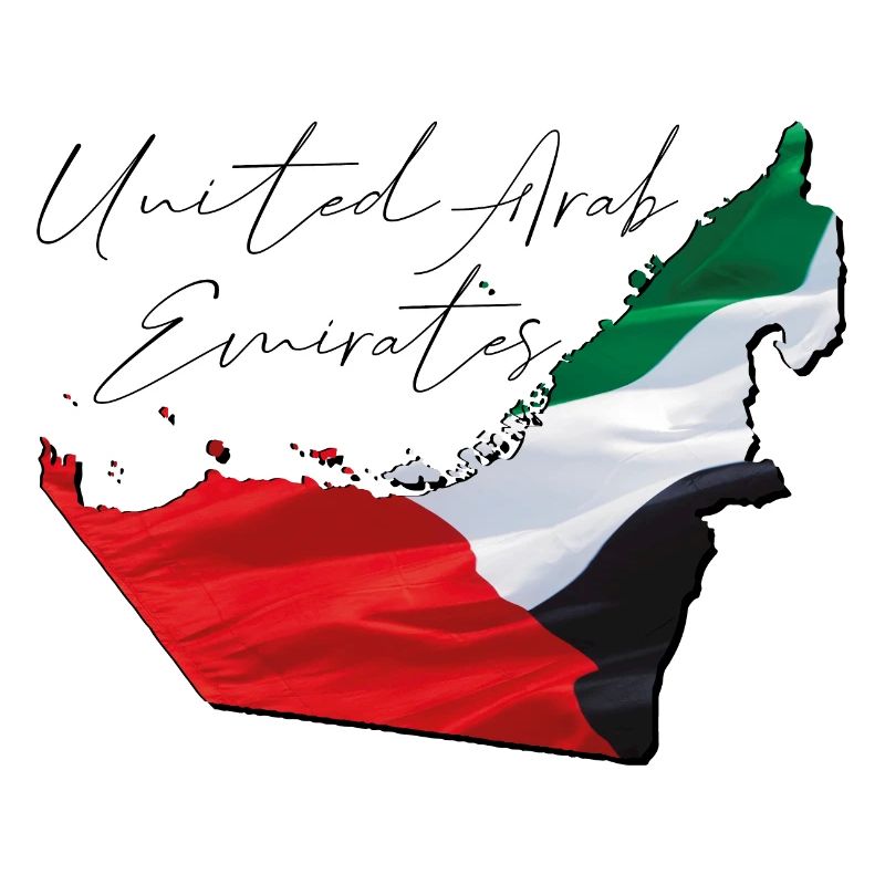 (UAE) Emirates flag in the Emirates Map EN