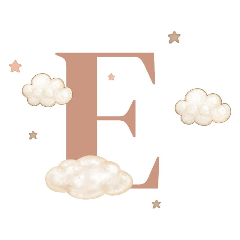 Lettre e nuages étoiles