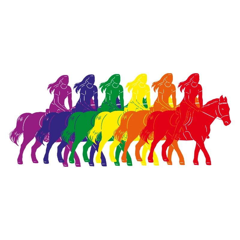 Silhouette de cavalier arc-en-ciel