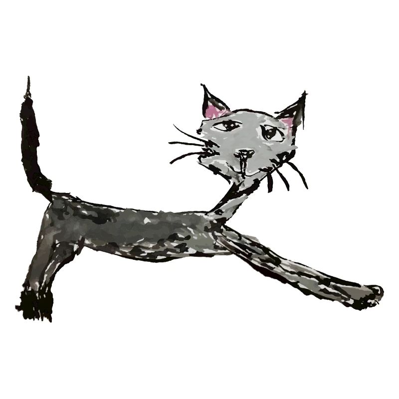 Funny cat, children's drawing, comic
