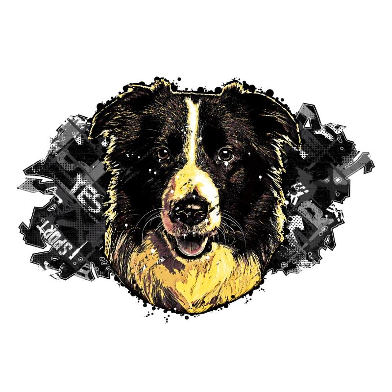 Tête de Border collie - En graffiti #2
