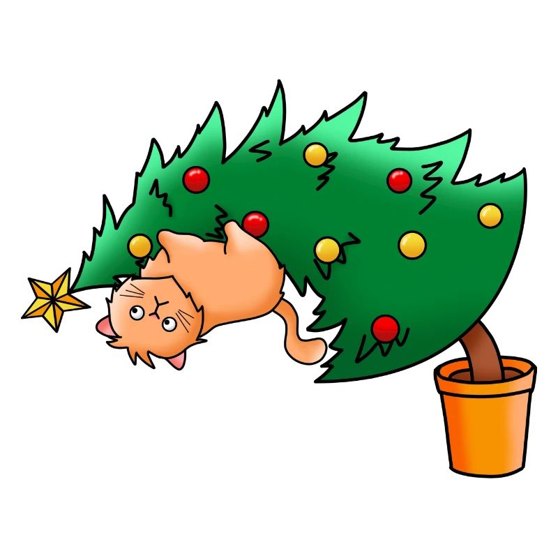 Christmas funny cat Christmas tree cat ugly