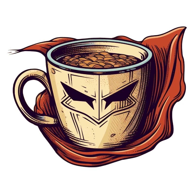 Coffee and cappuccino as caffeine superhero