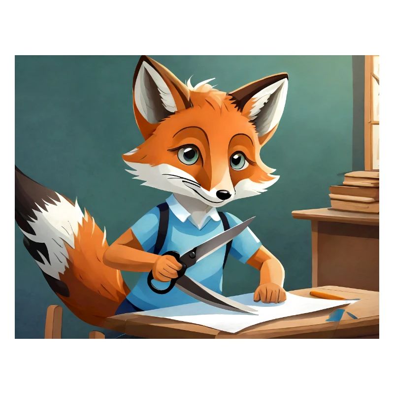 mignon petit renard démon coupe avec des ciseaux