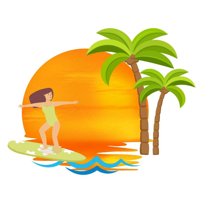 Surf au soleil couchant