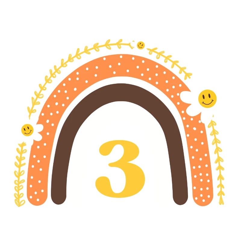 3e anniversaire rainbow jaune
