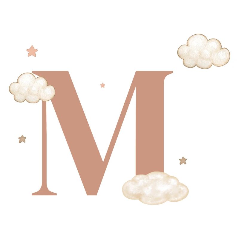 Lettre m nuages étoiles