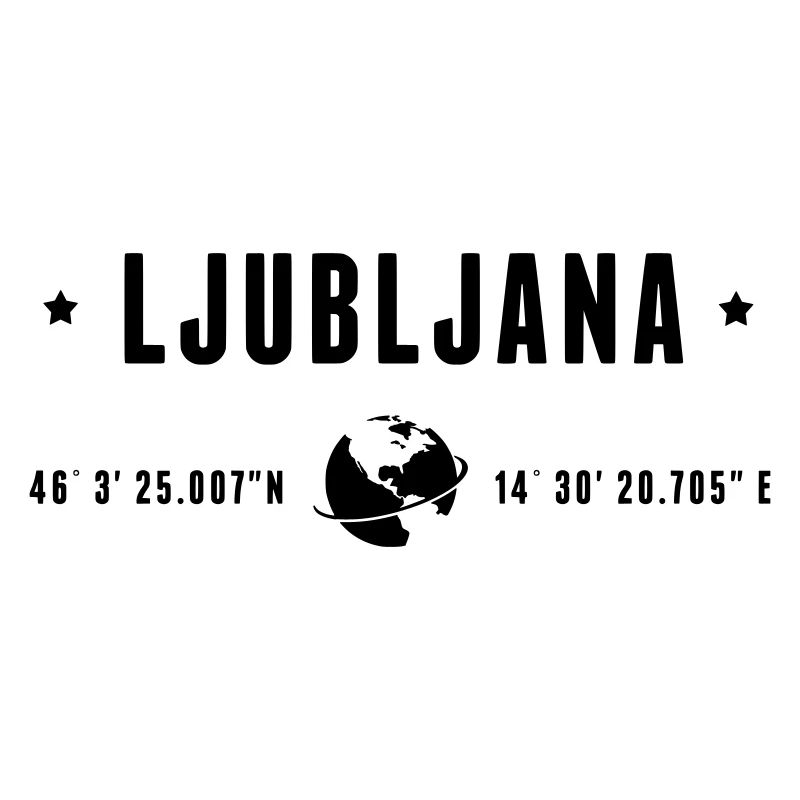 Ljubljana Coordonnées GPS Globe Typographie Modern