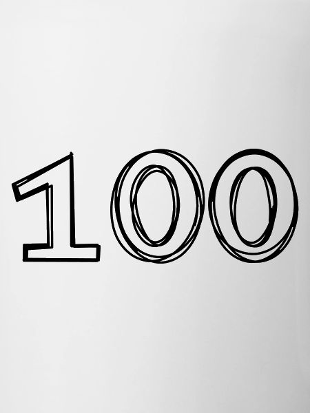Zahl 100 handgezeichnet