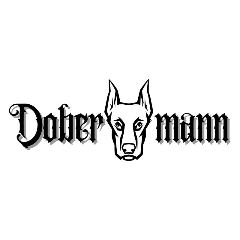 Dobermann-Schriftzug mit kupierten Dobermann