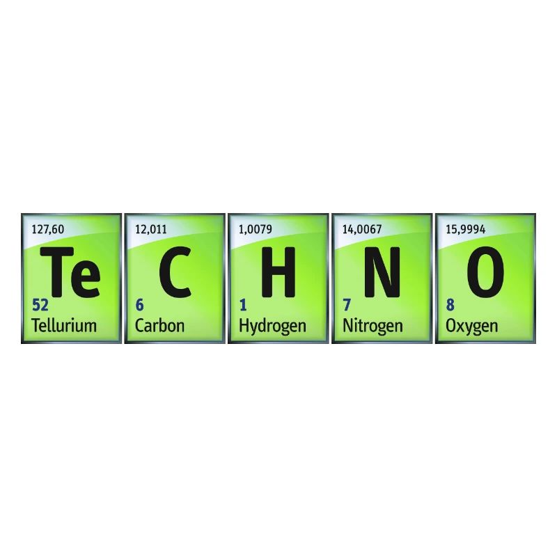 Periodensystem Carbon Nitrogen Oxygen TeCHNO grün