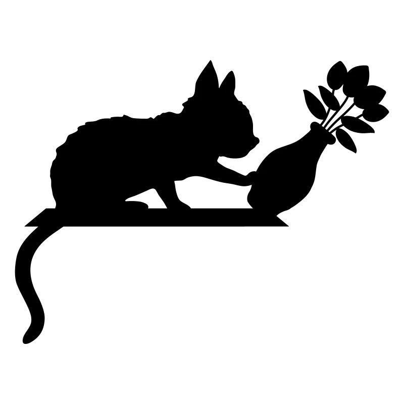 Vase à fleurs renversé sur un chat effronté