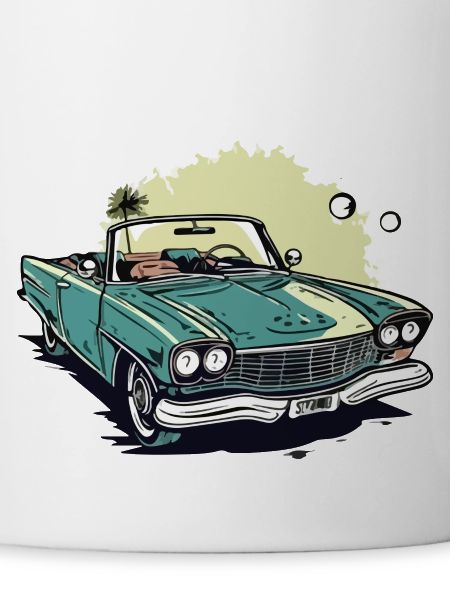 Cabriolet vert et palmier