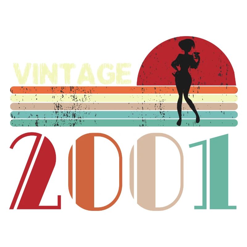 Vintage 2001 Birthday retro sunset design