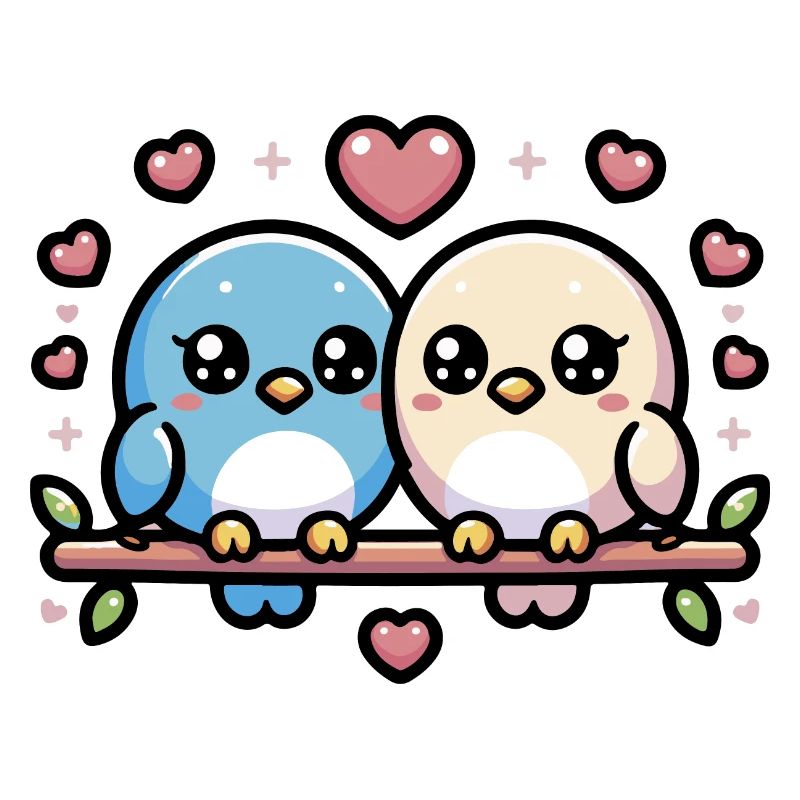 cute lovebirds perched on a branch