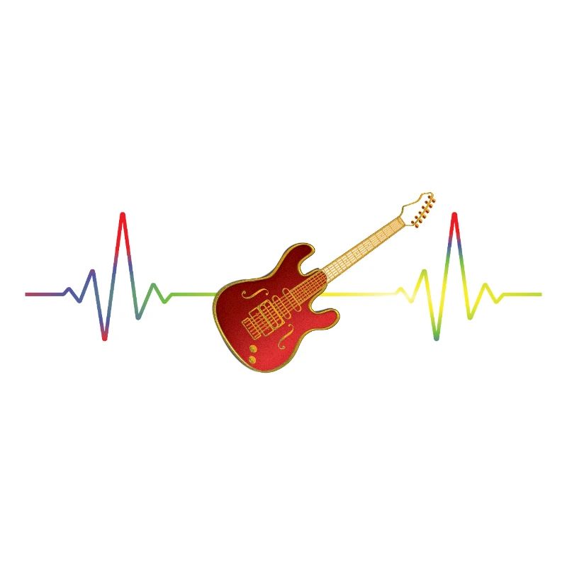 Rote E-Gitarre mit Regenbogen-Herzschlag Geschenk
