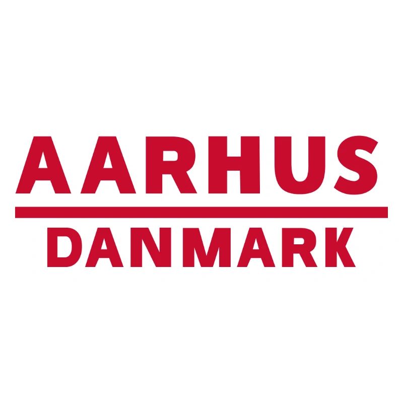 Aarhus Denmark Text logo in red