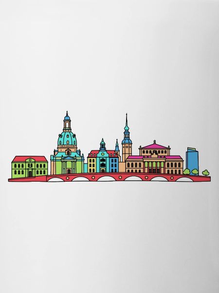 Dresdener Stadtskyline Frauenkirche Linienkunst