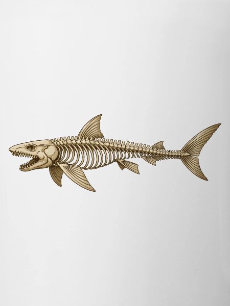 Angler Shark Skeleton Fossil Ocean Motif