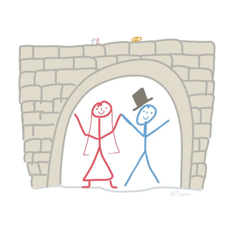 Heiraten Strichmännchen, Fest Paar Ehefrau Ehemann