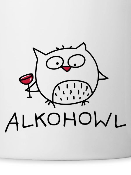 Owl with alcohol