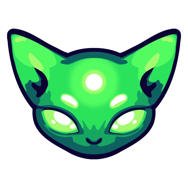 Tête de chat de chat extraterrestre vert
