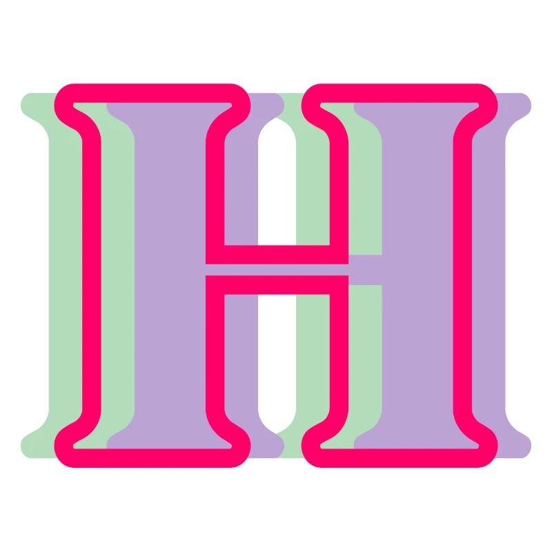 Multi-coloured letter h