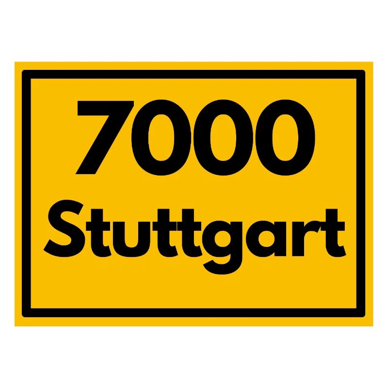 Place sign - then Retro urban Zip Code 7000 Stuttgart