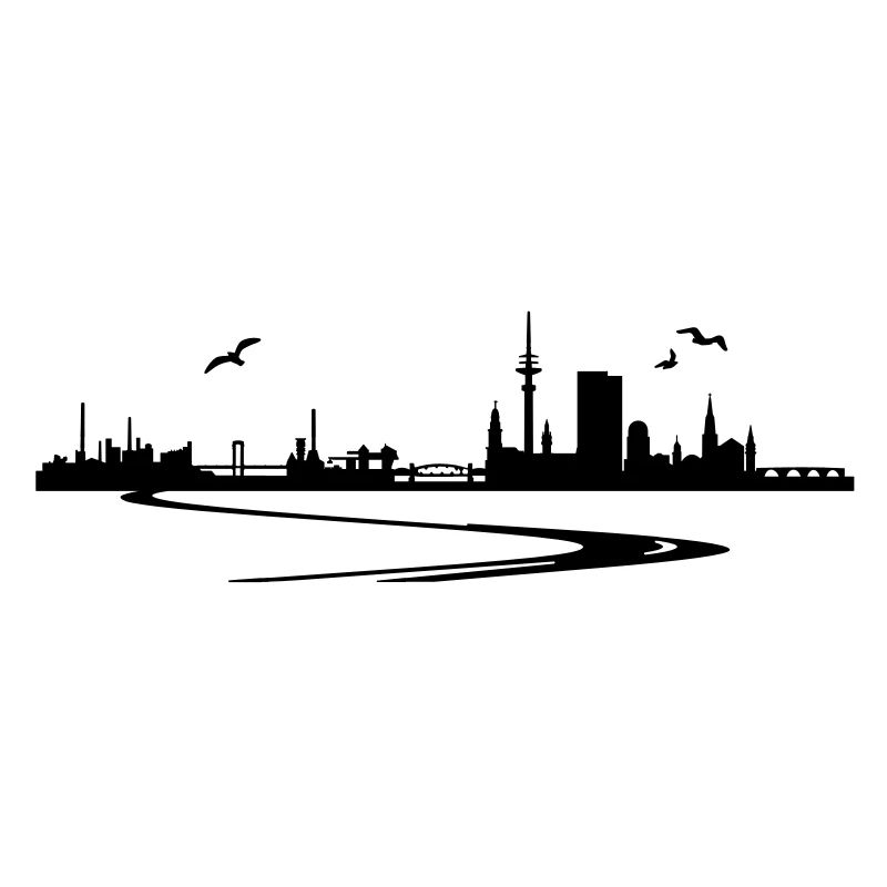 Hamburg skyline with road