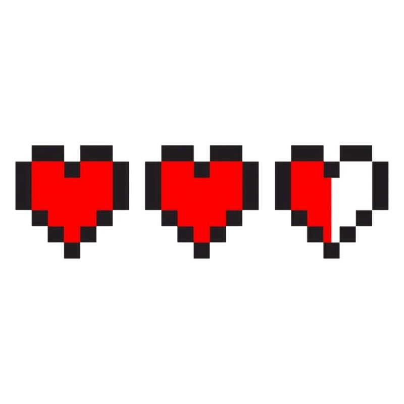 Half-Heart Video Game Hearts