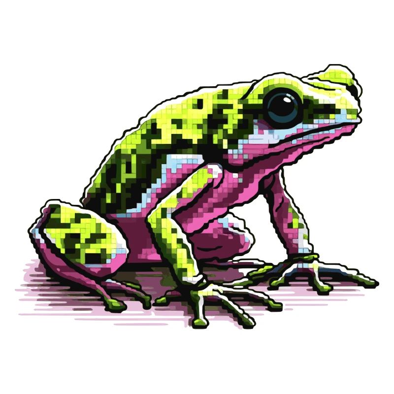 Grenouille à fléchettes empoisonnées dans des graphismes de pixels rétro colorés