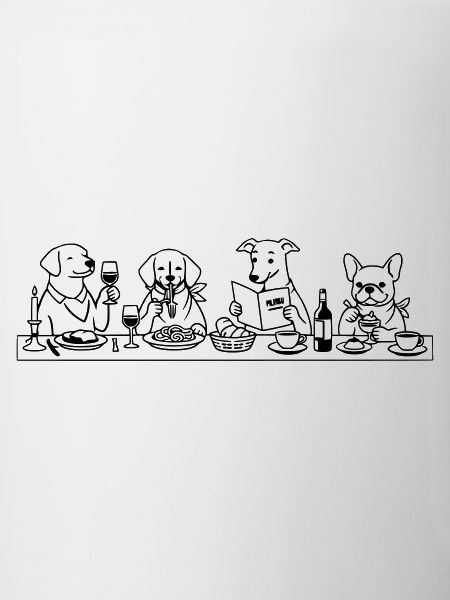 Dining Dogs Line Art