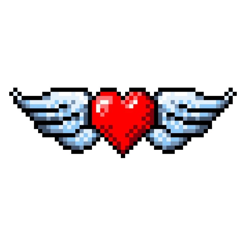 Cœur ailé rétro pixel art