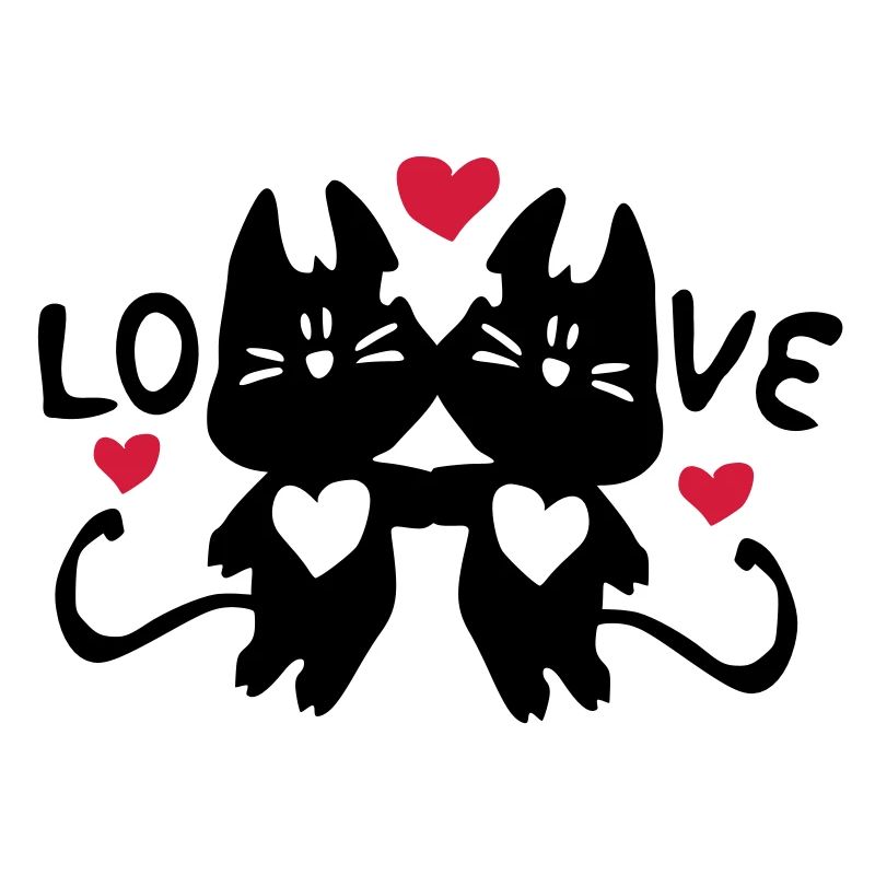 AMOUR chats et coeurs rouges
