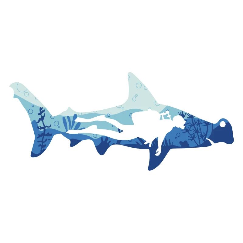 Requin-marteau et plongeur