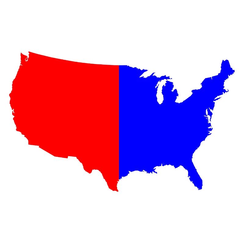 USA Red Blue Map Silhouette