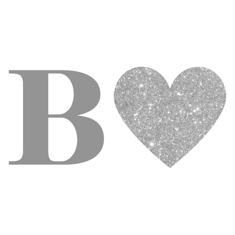Letter b silver heart