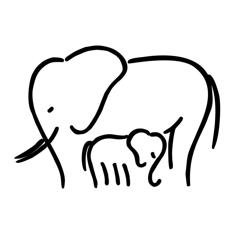 Elephant mum with child