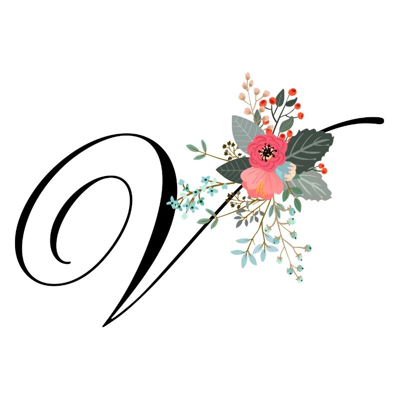 Lettre v fleuris