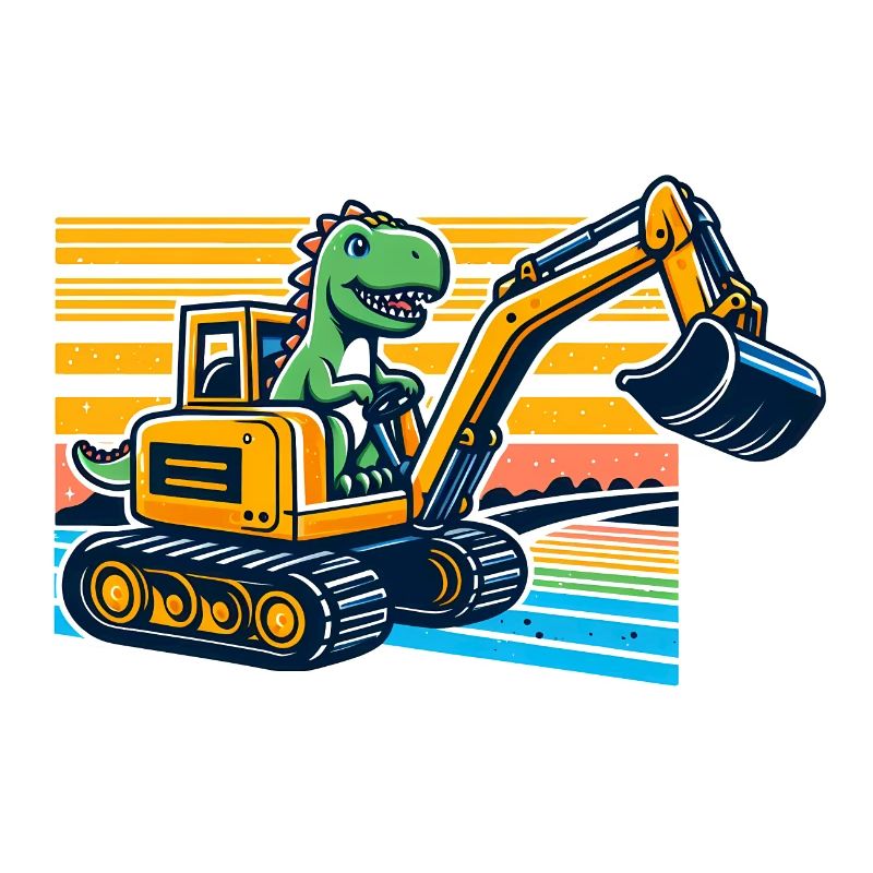 Dinosaurier-Bagger - Cooler Dino, der einen Bagger fährt