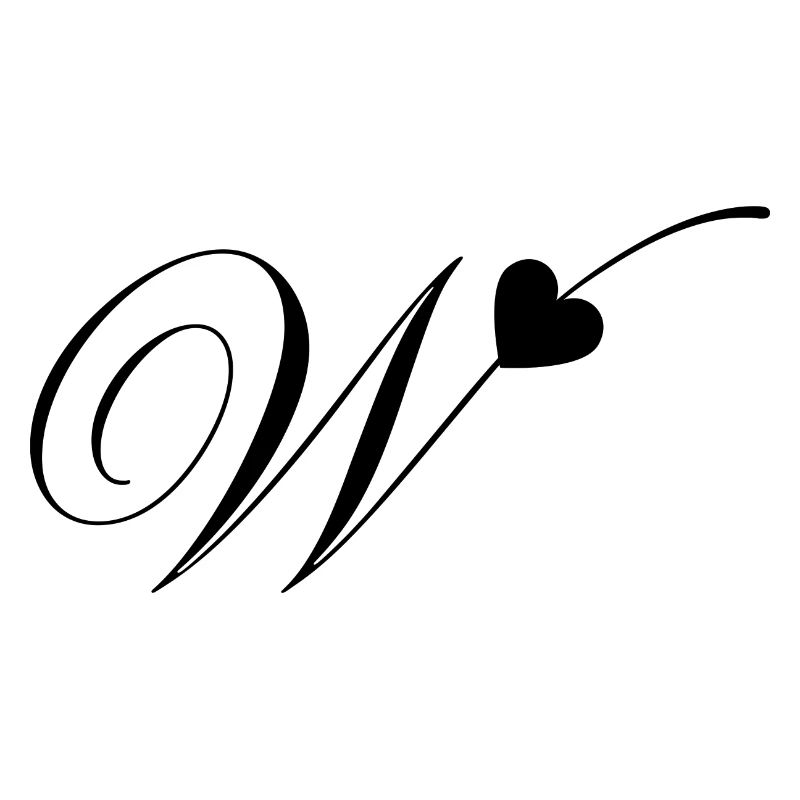 Buchstabe w Herz Kalligraphie