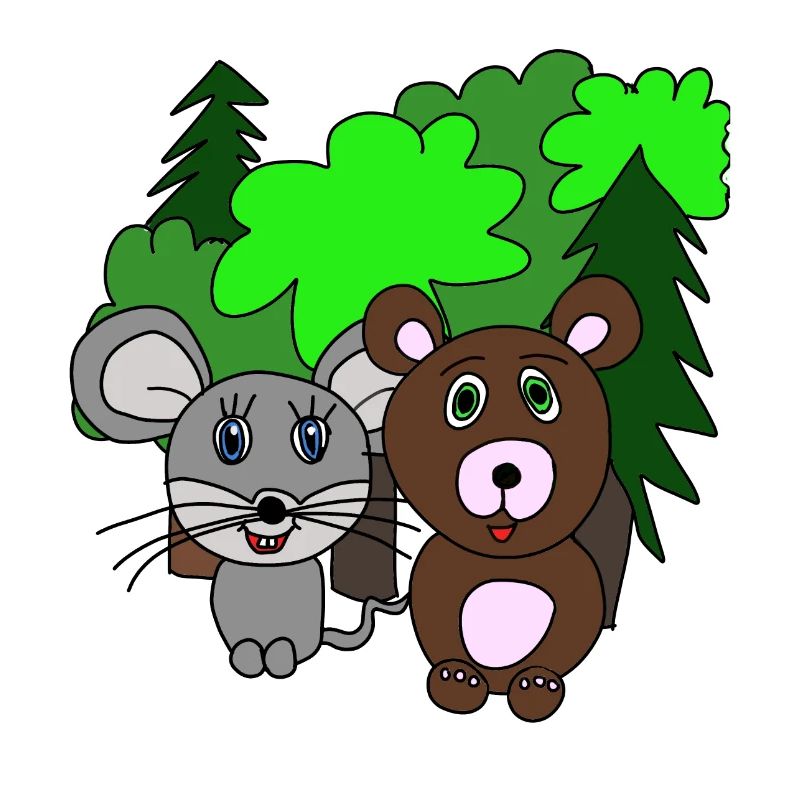 Souris et ours dans la forêt. Amis. cadeau