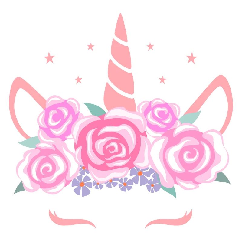 Visage de Licorne - visage de licorne avec couronne de fleurs